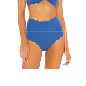 MARYSIA Swim Blue Scalloped Bikini Bottom Size S.